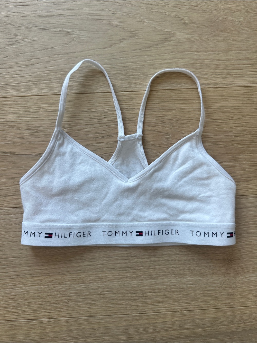 Tommy Hilfiger White Cotton Triangle Bralette with Logo Band size kids M (8-10)